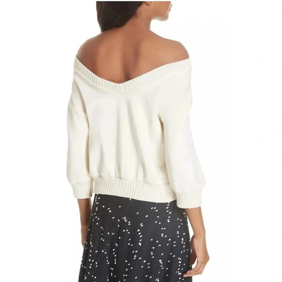 NEW 3.1 Phillip Lim Terry Crop Sweater sweatshirt knit Ivory luxury S - Picture 2 of 9